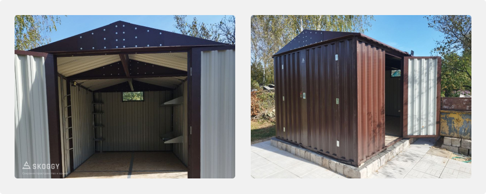 Металлический сарай SKOGGY с двускатной крышей